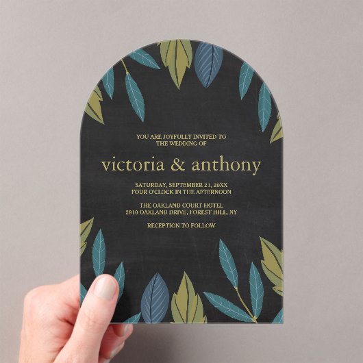 Invitations En Acrylique Chalkboard Leaf Wedding (In situ (ordinateur de poche))