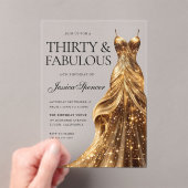 Invitations En Acrylique Champagne Gold Gown Fabuleux 30e anniversaire (In situ (ordinateur de poche))