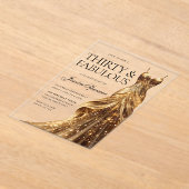 Invitations En Acrylique Champagne Gold Gown Fabuleux 30e anniversaire (Poser)