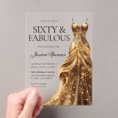 Invitations En Acrylique Champagne Gold Gown Soixante et fabuleux 60e anniv (In situ (ordinateur de poche))