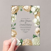 Invitations En Acrylique Champagne & Ivory Modern Botanical Wedding (In situ (ordinateur de poche))