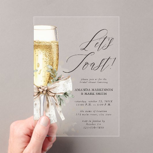 Invitations En Acrylique Champagne Let's Toast Winter Bridal Shower (In situ (ordinateur de poche))