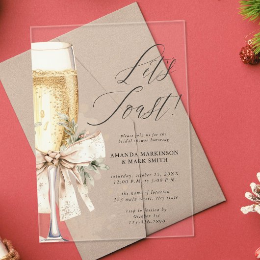 Invitations En Acrylique Champagne Let's Toast Winter Bridal Shower