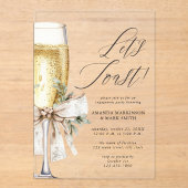 Invitations En Acrylique Champagne Let's Toast Winter Engagement (Recto)