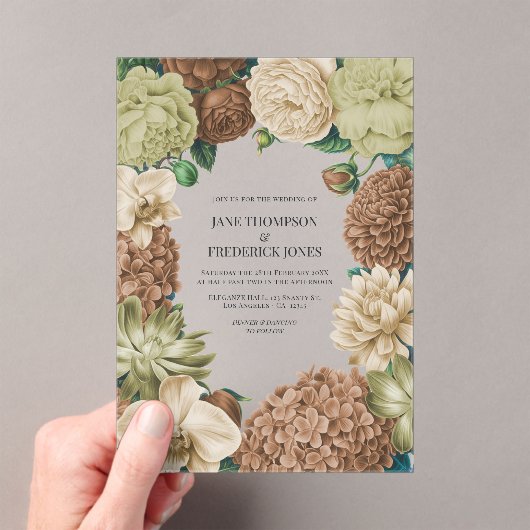 Invitations En Acrylique Champagne Mist, Willow Sage & Pebble Taupe Wedding (In situ (ordinateur de poche))