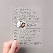 Invitations En Acrylique Champagne moderne Tonal Mariage virtuel, photo (In situ (ordinateur de poche))