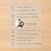 Invitations En Acrylique Champagne moderne Tonal Mariage virtuel, photo (Recto)