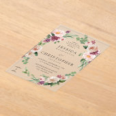 Invitations En Acrylique Champagne & Pink Floral 2 Mariage (Poser)