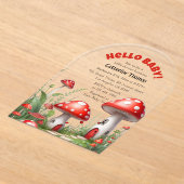 Invitations En Acrylique Champignons rouges Baby shower des bois (Poser)