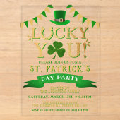 Invitations En Acrylique Chanceux vous ! Soirée de la Saint-Patrick (Recto)