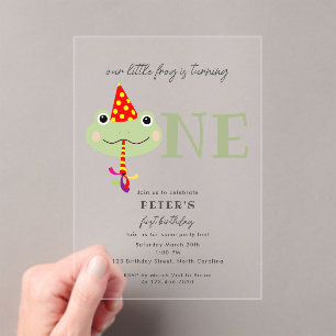 Invitations En Acrylique Chapeau de fête grenouille mignonne pour enfants p