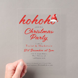 Invitations En Acrylique Chapeau de Père Noël Ho Ho Ho pour fête de Noël