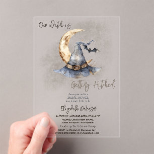 Invitations En Acrylique Chapeau de sorcière Lune Halloween Sombre Enterrem