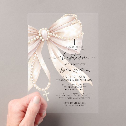 Invitations En Acrylique Chapelet de perles Arc Baptême (In situ (ordinateur de poche))