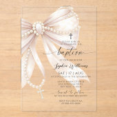 Invitations En Acrylique Chapelet de perles Arc Baptême (Recto)