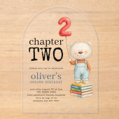 Invitations En Acrylique Chapter Two Teddy Bear Books Boy 2nd Birthday (Recto)