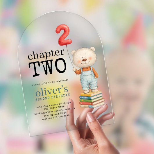 Invitations En Acrylique Chapter Two Teddy Bear Books Boy 2nd Birthday