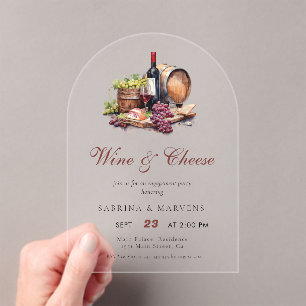 Invitations En Acrylique Charcuterie Commission Vin et Fromage