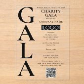Invitations En Acrylique Charity Gala Fundraising Event QR Code Logo (Recto)