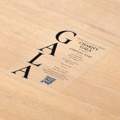 Invitations En Acrylique Charity Gala Template Fundraising Event QR Code (Poser)