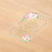 Invitations En Acrylique Charm Gold Spring Blush Floral Girl Holy Communion (Poser)