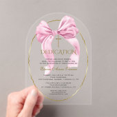 Invitations En Acrylique Charm Rose Bow Gold Girl Dedication transparente (In situ (ordinateur de poche))