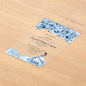 Invitations En Acrylique Charmant bébé bleu et argent Quinceañera Floral (Poser)