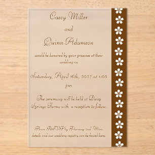 Invitations En Acrylique Charmant Sakura au Chocolat Acrylique Mariage