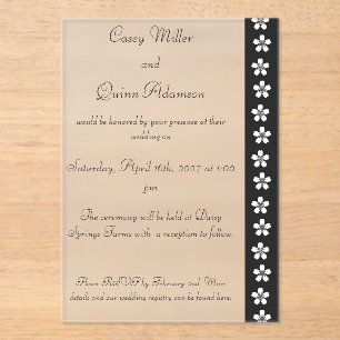 Invitations En Acrylique Charmant Sakura en Acrylique Noir de Mariage