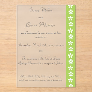 Invitations En Acrylique Charmant Sakura en Peridot Acrylique Mariage