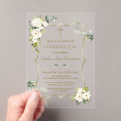 Invitations En Acrylique Charme Airy Green Fleurs blanches Confirmation (In situ (ordinateur de poche))