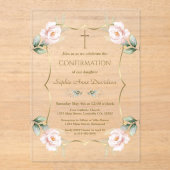 Invitations En Acrylique Charme Airy Greenery Rose Floral Confirmation (Recto)