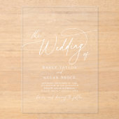 Invitations En Acrylique Charme élégant Blanc Simple Boho Mariage moderne (Recto)