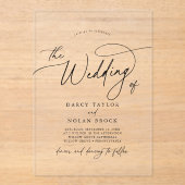 Invitations En Acrylique Charme élégant Noir Simple Boho Mariage moderne (Recto)