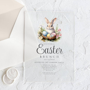 Invitations En Acrylique Chasse Aux Oeufs De Lapin Et Brunch De Pâques