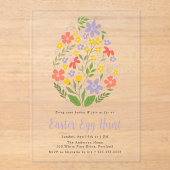 Invitations En Acrylique Chasse aux oeufs de Pâques à la flore mignonne (Recto)