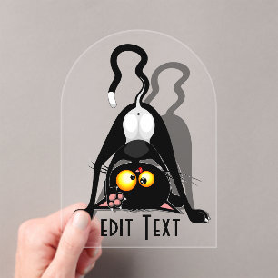 Invitations En Acrylique Chat à l'envers Personnage de dessin animé drôle