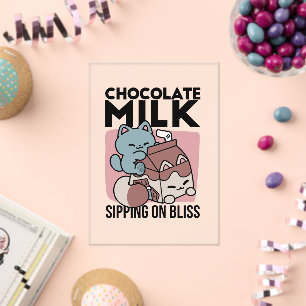 Invitations En Acrylique Chat Mignon Lait Chocolat – Boisson Confortable et