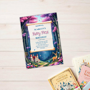 Invitations En Acrylique Château de conte de fées bois enchanté pour une 1è