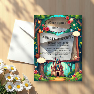 Invitations En Acrylique Château de forêt de contes de fées pour mariage en
