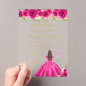 Invitations En Acrylique Chaud rose Brunette Cheveux Princesse Sweet sixtee (In situ (ordinateur de poche))