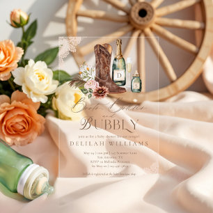 Invitations En Acrylique Chaussures, Biberons & Baby Shower Western Country
