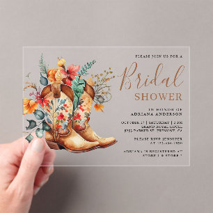 Invitations En Acrylique Chaussures de cowgirl florales occidentales pour u