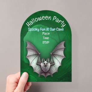 Invitations En Acrylique Chauve-souris blanche effrayante Grotte verte lumi