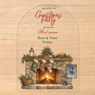 Invitations En Acrylique Cheminée Cosy Noël Acrylique