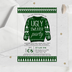 Invitations En Acrylique Chemise de Noël verte laide pour soirée festive