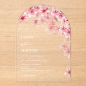 Invitations En Acrylique  Cherry Blossom White  Wedding (Recto)