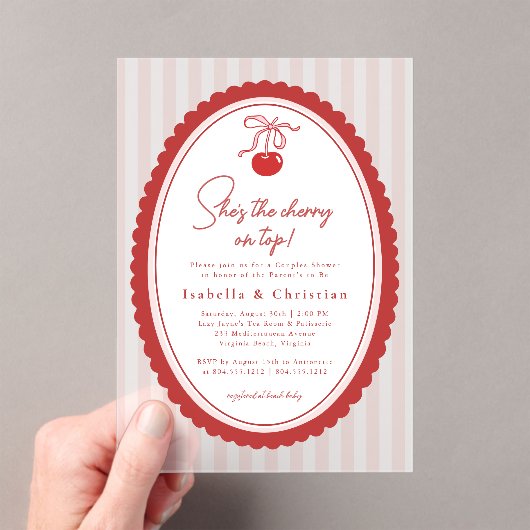 Invitations En Acrylique Cherry on Top  Bow All in One Couples Shower (In situ (ordinateur de poche))