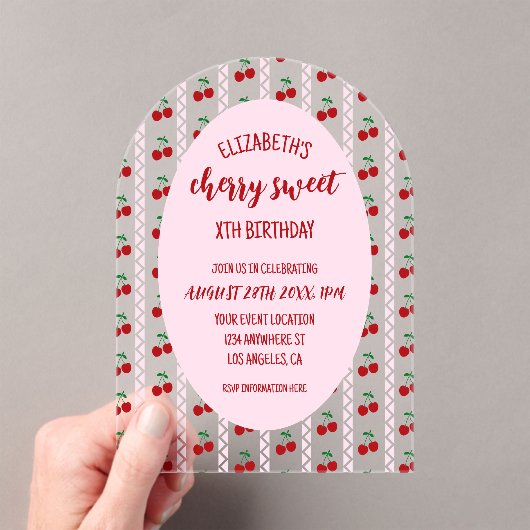 Invitations En Acrylique Cherry Sweet Anniversaire (In situ (ordinateur de poche))