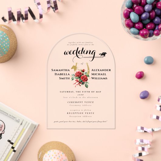 Invitations En Acrylique Cheval de course moderne Derby 1 Photo Mariage équ (Insitu (Célébration))